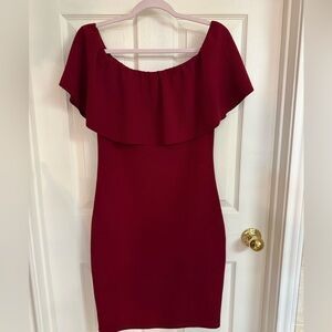 Almost Famous Burgundy Off-Shoulder Mini Dress